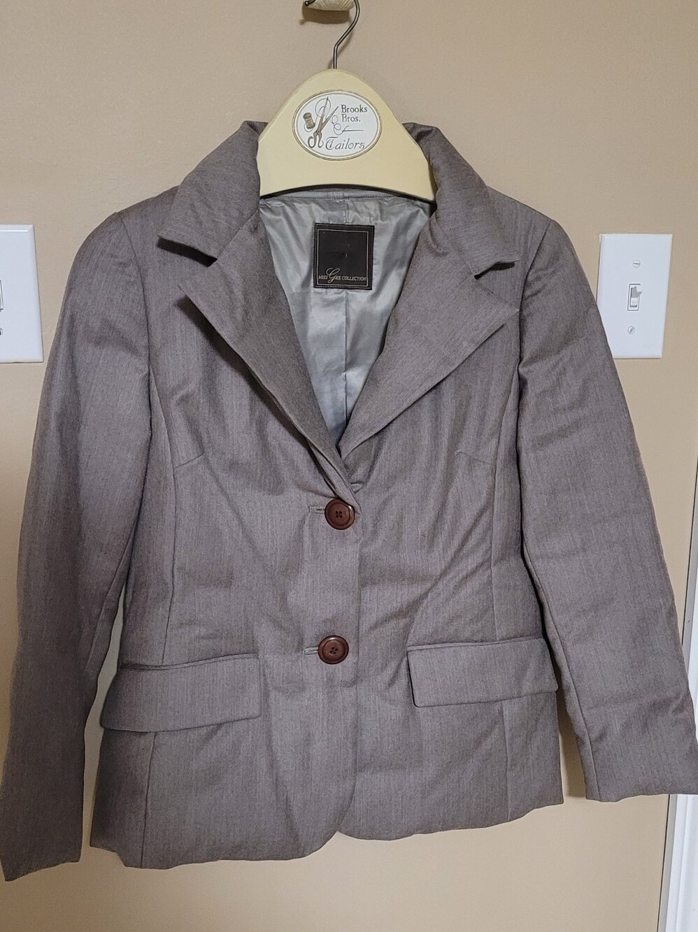 Taupe Tailored Plush Two-Button Blazer